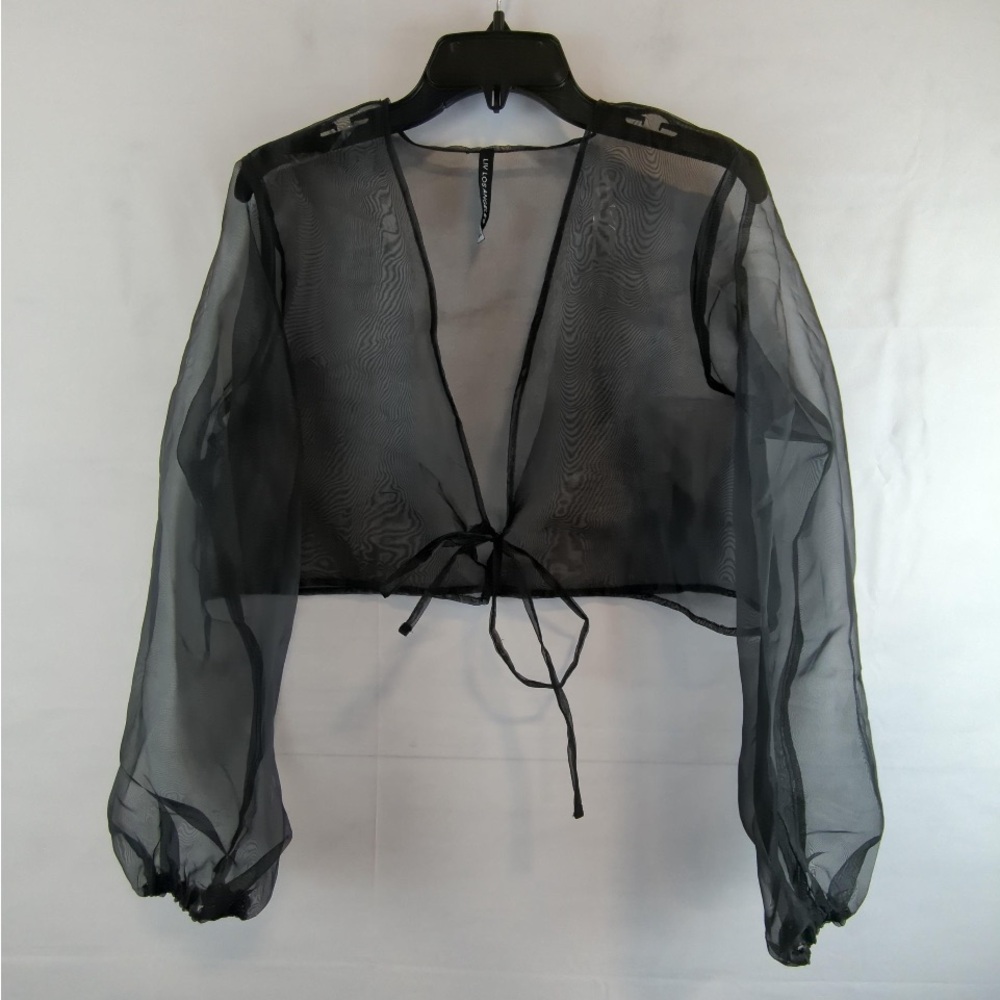 Sheer Black Tie-Front Jacket